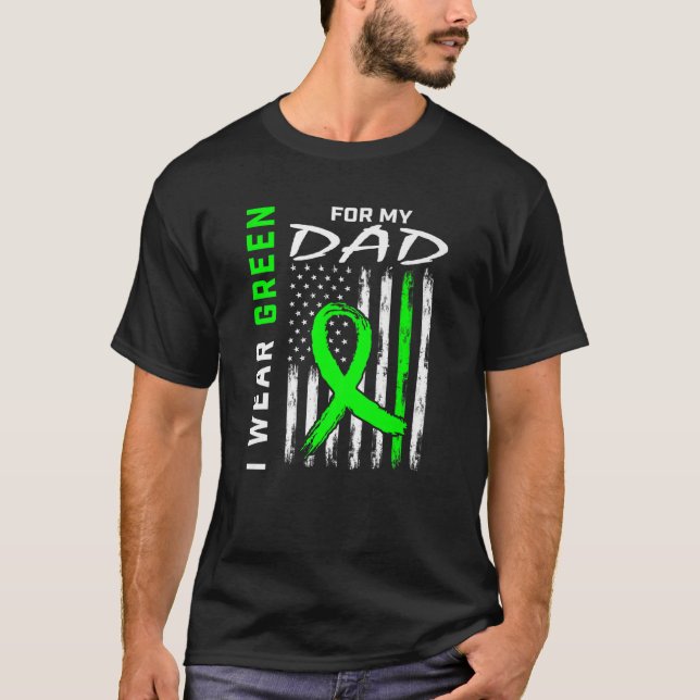 Camiseta Pai, Visto Verde Para Minha Doença De Rim Pai Em C (Frente)