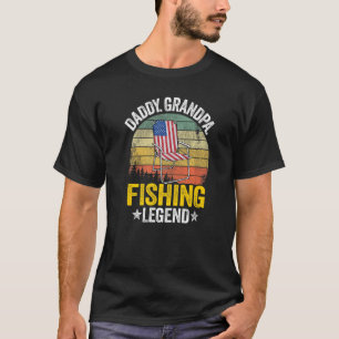 Camiseta Pai Vovô Pai de Legenda de Pesca American Fla