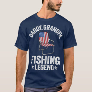 Camiseta Pai Vovô Pai de Legenda de Pesca American Fla