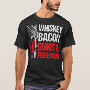 Camiseta Pai Vovô Veteran EUA Flag Whiskey Bacon Guns Fre