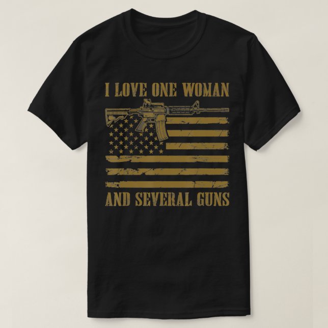 Camiseta Pai Vovô Veterano EUA Bandeira I Love One Woman &  (Frente do Design)