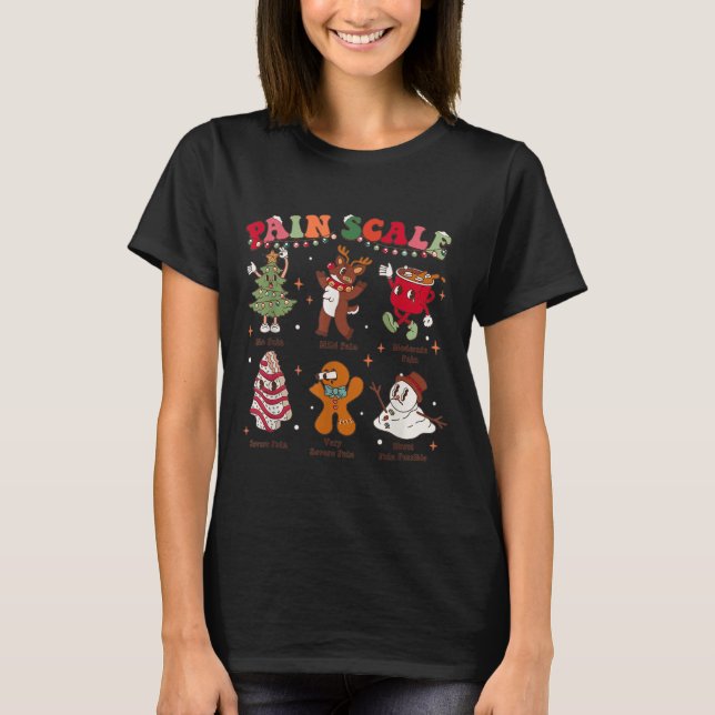 Camiseta Pain Scale Retro Christmas Nurse Triage And Pain E (Frente)