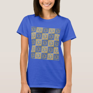 Camiseta Painéis de Arte Estrela de Davi Azul Dourado