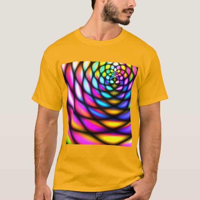 Camiseta Painéis de cobertura de abstrato de vidro de neon  (Frente)
