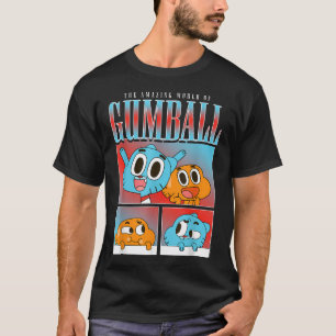 Camiseta Painéis de Gumball e Darwin Gato e Peixe Coloridos