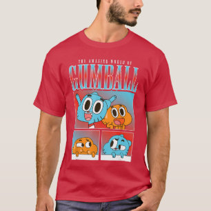 Camiseta Painéis de Gumball e Darwin Gato e Peixe Coloridos
