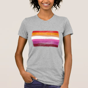 CAMISETA PAINEL DE BANDEIRA DE ORGULHO LESBIANO PINTADO