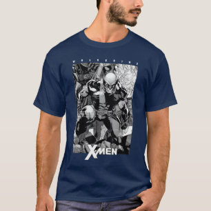 Camiseta Painel de quadrinhos preto e branco do Marvel XMen