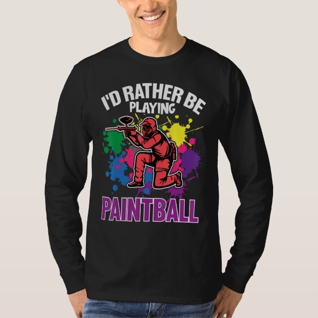 Camiseta Paint Ballers I'd Rather Be Playing Paintball (Frente)