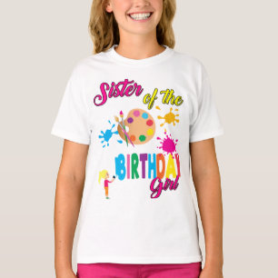 Camiseta Paint Birthday Art Cria Irmã Correspondendo T-Shir