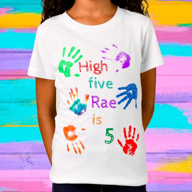 Camiseta Paint Handprint Aniversário com Nome Personalizado (Criador carregado)
