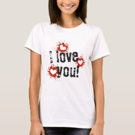 Camiseta Paint Splatter Hearts, eu te amo T-Shirt feminina