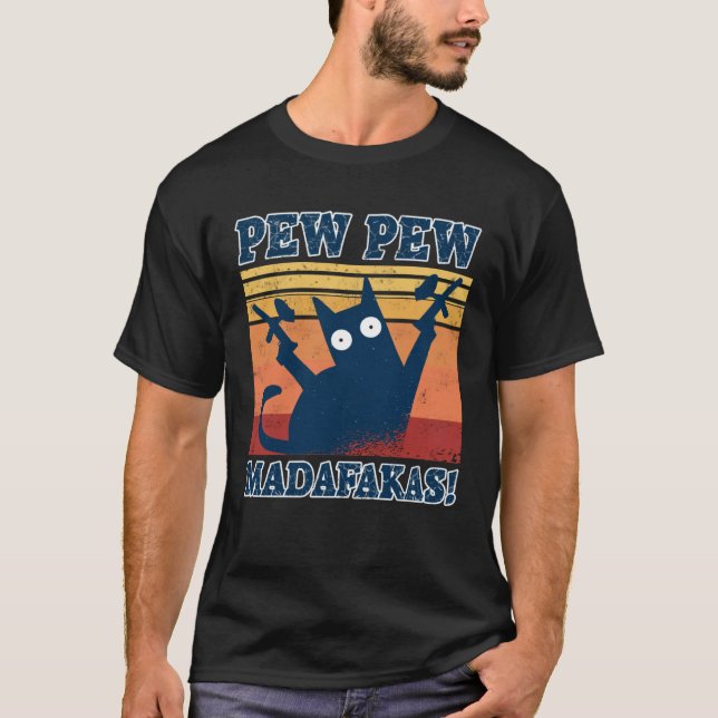 Camiseta Paintball Cat Pew Pew Madafakas Crazy Cat  Paintba (Frente)