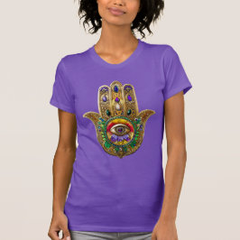 Camiseta Painted Gold Hamsa Amethyst Ruby Third Eye