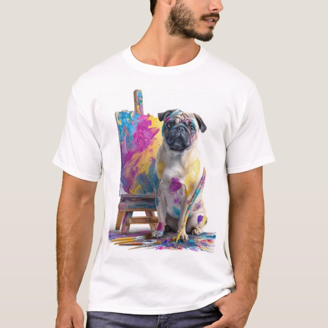 Camiseta Painter Pug � Abstract Art Dog (Frente)