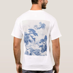 Camiseta Paintin Serene Blue and White Landscape Watercolor