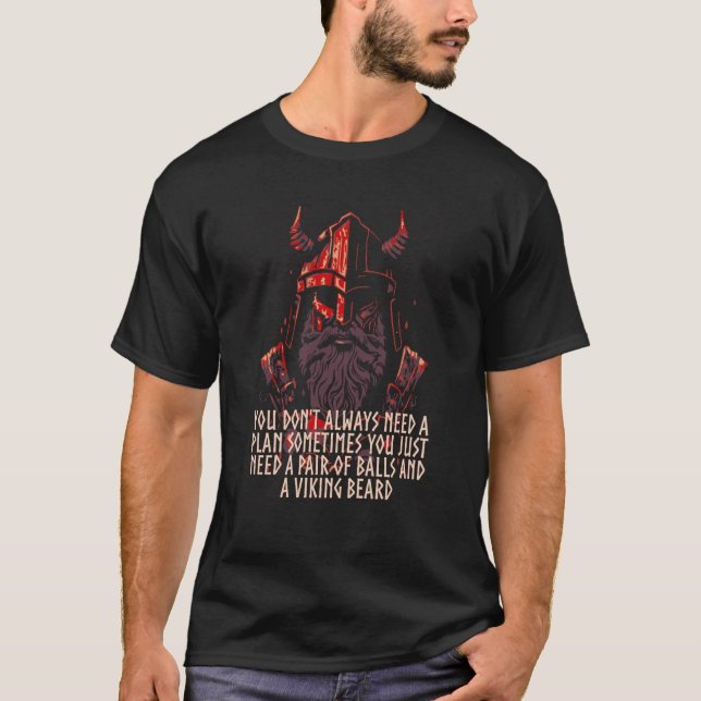 Camiseta Pair of Balls and a Viking Beard Norse Humor Valha (Frente)