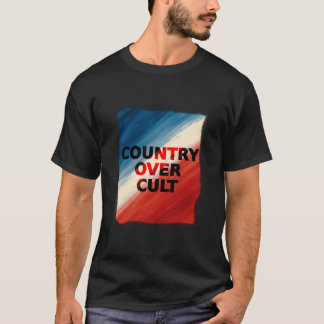 Camiseta País Acima do Culto – Faixas de Pintura Patriótica