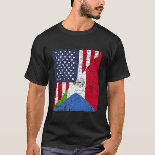 Camiseta País Bandeira Metade Dos Eua Metade Da Guiné Equat