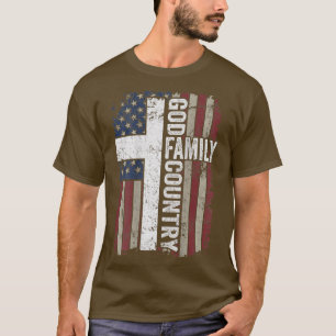 Camiseta País da Família DeusCruz Cristã Patriótica EUA (O