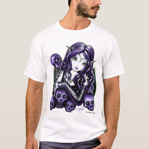 Camiseta País das fadas roxo do crânio da beladona