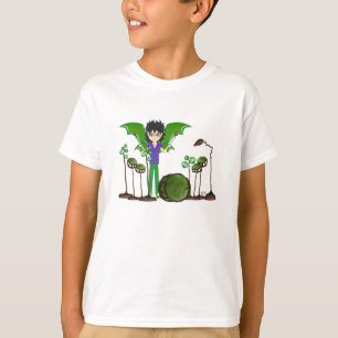 Camiseta País das fadas voado do menino do baterista do