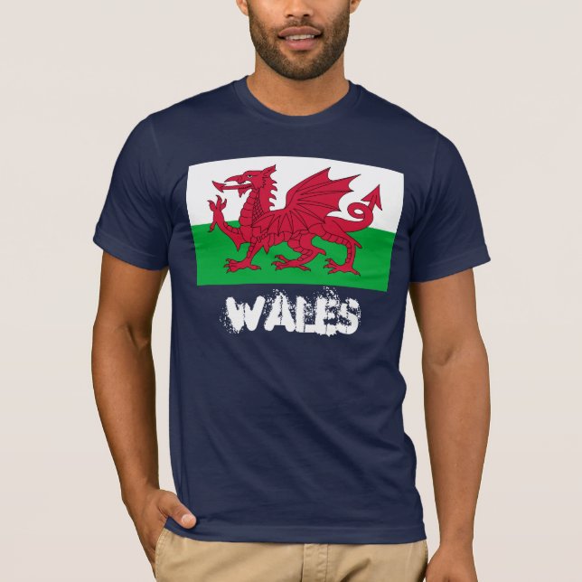 Camiseta País de Gales com bandeira galesa (Frente)