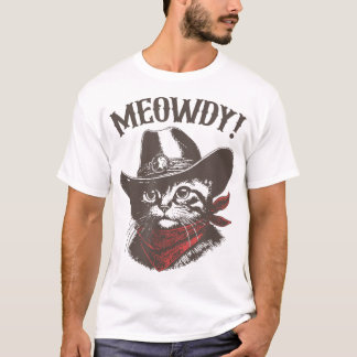 Camiseta País de Gato de Cabelo de Gato Meowboy Ocidental