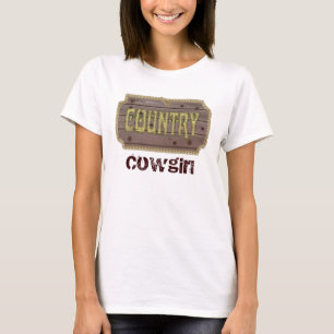 Camiseta País do estilo e ocidental de madeira
