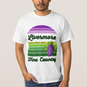 Camiseta País do Vinho de Livermore Rixas Roxo Verde Uvas