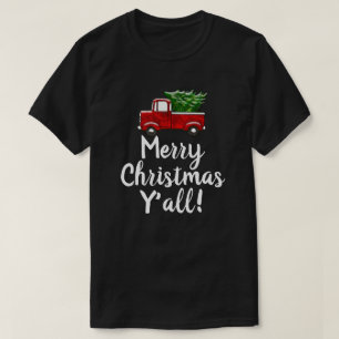 Camiseta País engraçado de Yall do Feliz Natal vermelho da