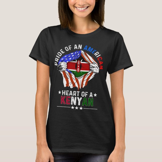 Camiseta País Estrangeiro Queniano Americano Bandeira do Qu (Frente)