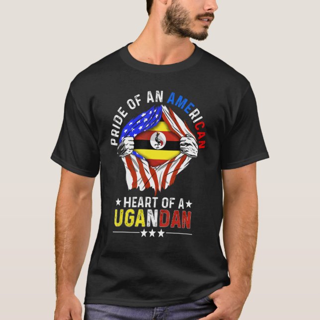 Camiseta País Estrangeiro Uga do Orgulho Americano do Ugand (Frente)