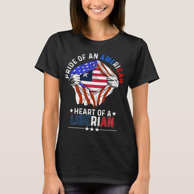 Camiseta País Exterior Liberiano Americano Bandeira Libéria (Frente)