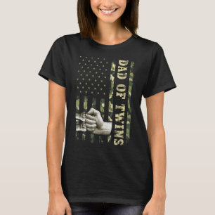 Camiseta Pais Gêmeos Camuflam Pai De Bandeira Americano De