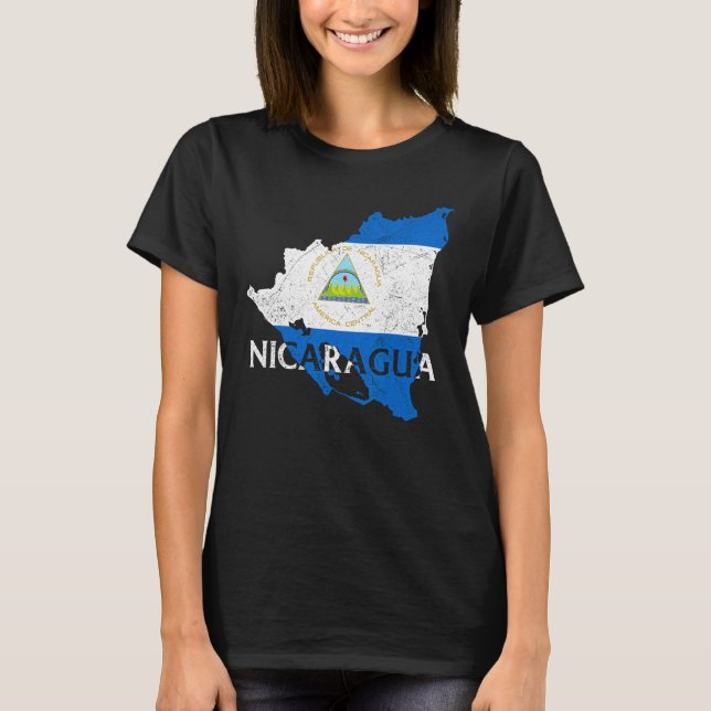 Camiseta País Nicarágua - Sinalizador de Mapa Orgulhoso - R (Frente)