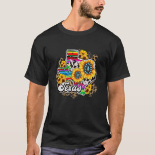 Camiseta País Ocidental Cactus Sunflower Texas Roupa Wom