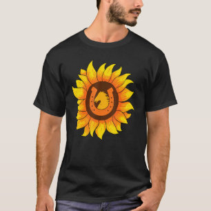 Camiseta País Ocidental Ferradura Rodeio Cowgirl Girassol