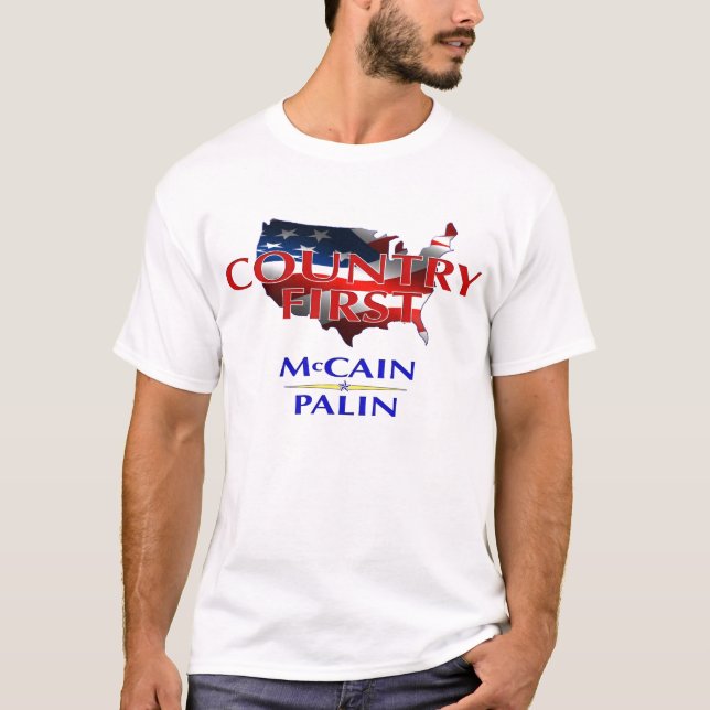 Camiseta País primeiramente - McCain Palin 2008 (Frente)