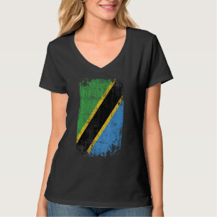 Camiseta País Sinalizador Souvenir Grunge Bandeira Tanzânia