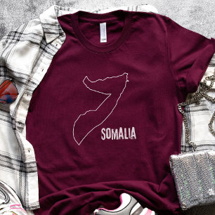 Camiseta País Somália Mapa Linha Fronteiriça Somali Forma T
