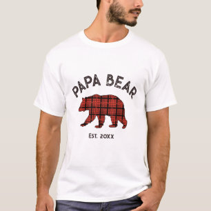 Camiseta País Xadrez Papai Urso Pai Ano Fund. Branco