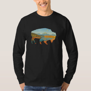 Camiseta Paisagem Americana Buffalo Vintage Yellowstone Bis
