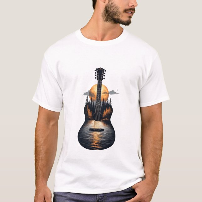 Camiseta Paisagem ao Luar com Guitarra (Frente)