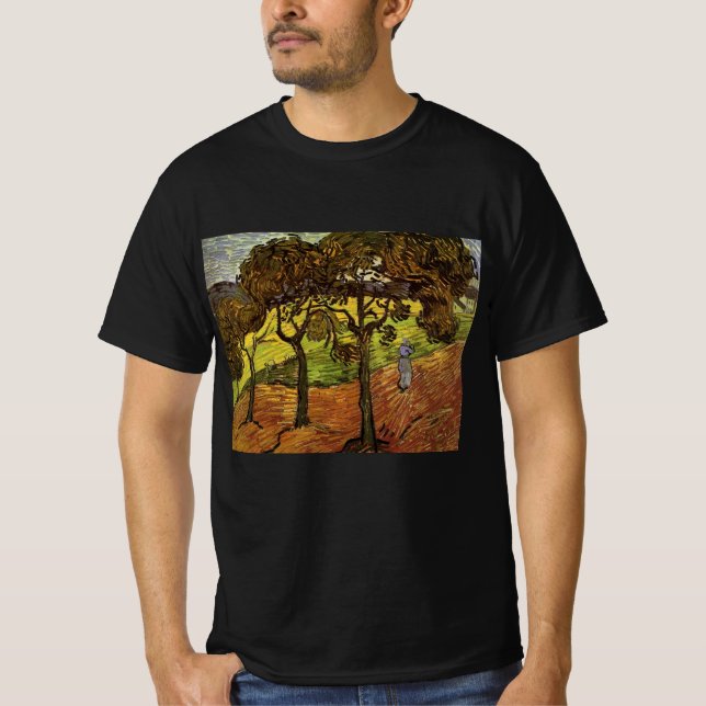 Camiseta Paisagem, Árvores e Figuras por Vincent van Gogh (Frente)