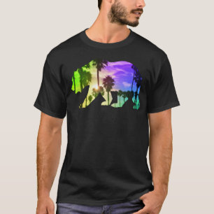 Camiseta Paisagem Colorida do Urso da Califórnia Palmas Sun