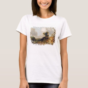 Camiseta Paisagem com córrego e Weir (óleo em canvas)