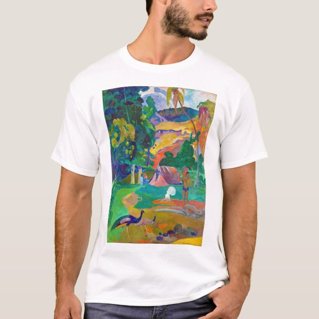 Camiseta Paisagem com Peacocks, Gauguin (Frente)