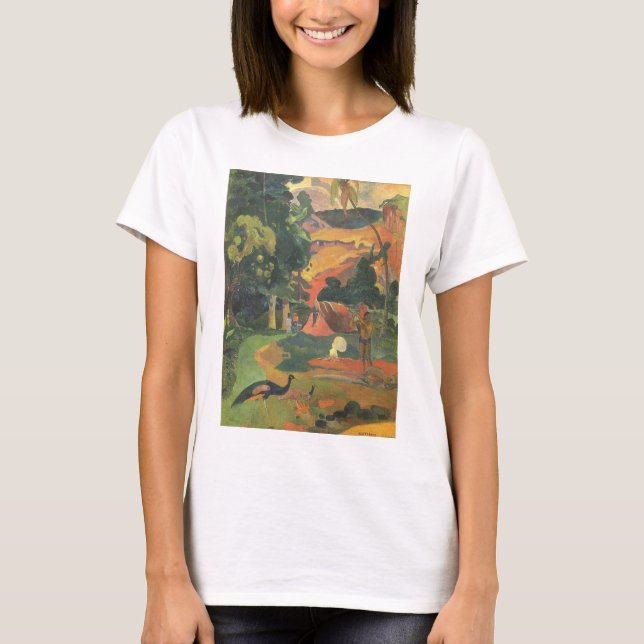 Camiseta Paisagem com Peacocks por Paul Gauguin (Frente)