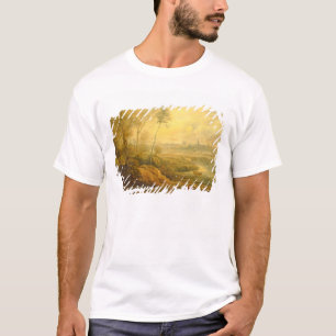 Camiseta Paisagem com um Birdcatcher (óleo no painel)